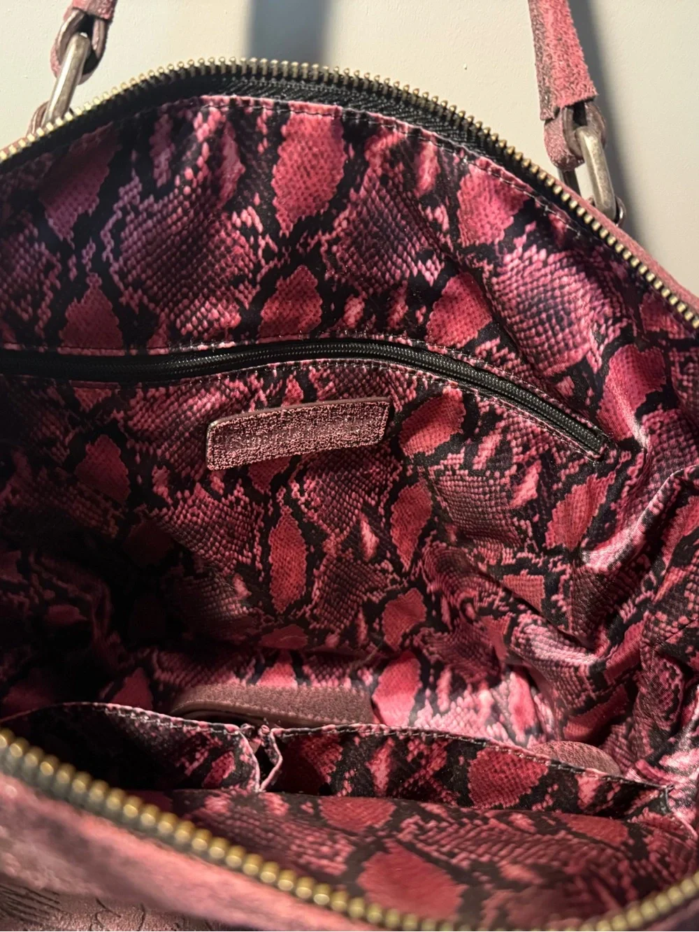 Harley Davidson Studded Embossed Wing-Accent Satchel in Dusty Plum with matching